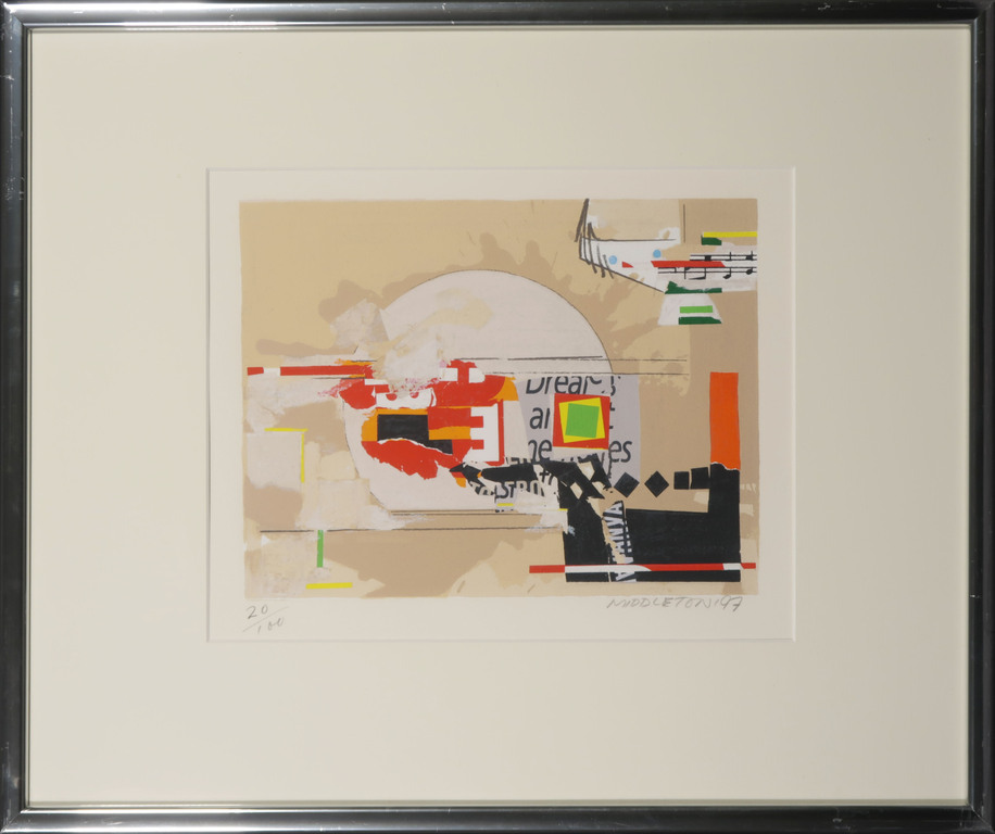 Sam Middleton: Zeefdruk, Composition I - Ingelijst verkocht voor € 40!