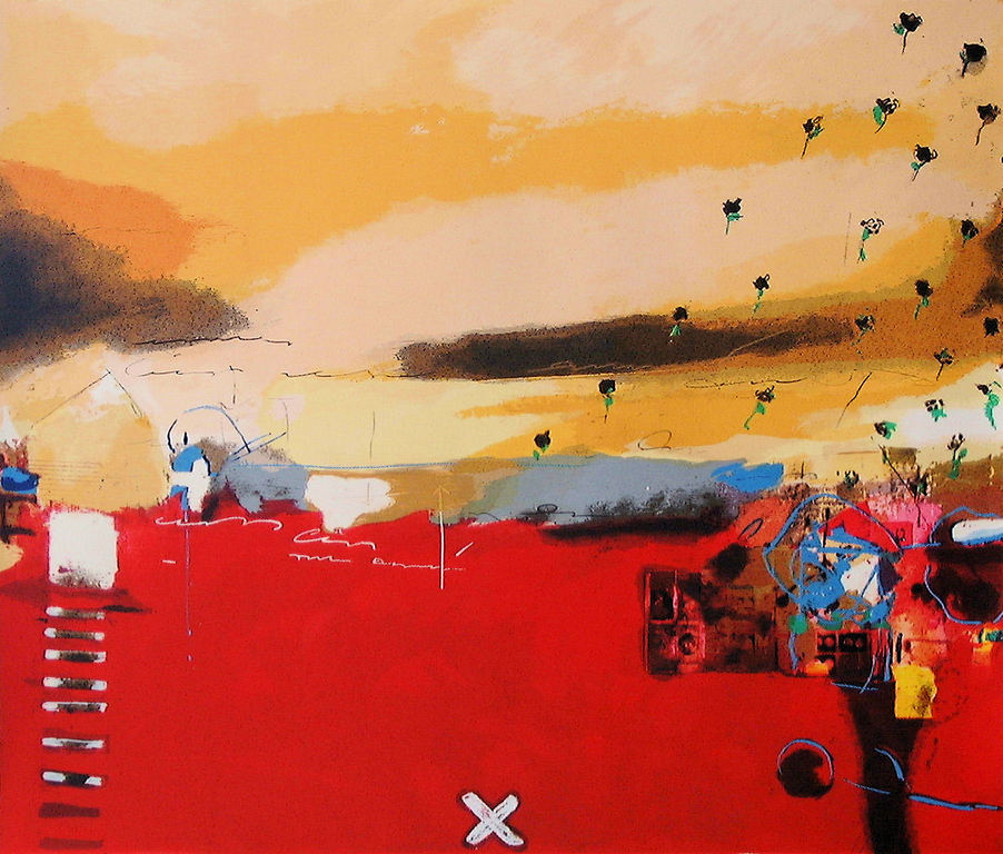 Theo Koster - Landscape - Gesigneerde zeefdruk - E/A - 2000 verkocht voor € 75!