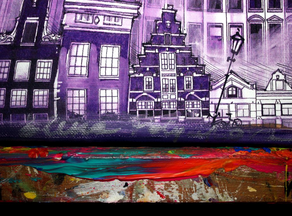 Elena Polyakova: Acrylverf ,  Amsterdamse nacht kopen? Bied vanaf 75!