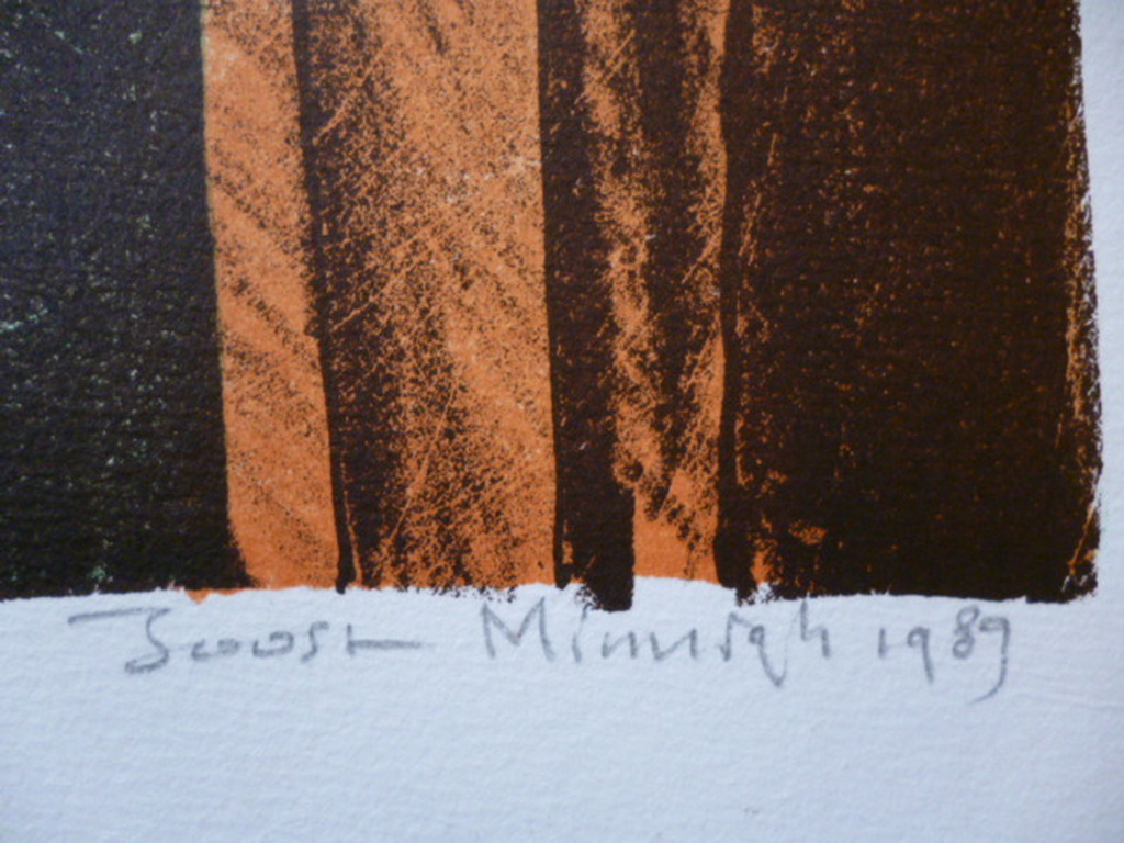 Joost Minnigh - kleurenlitho - Persoon voor venster en palmboom kopen? Bied vanaf 25!