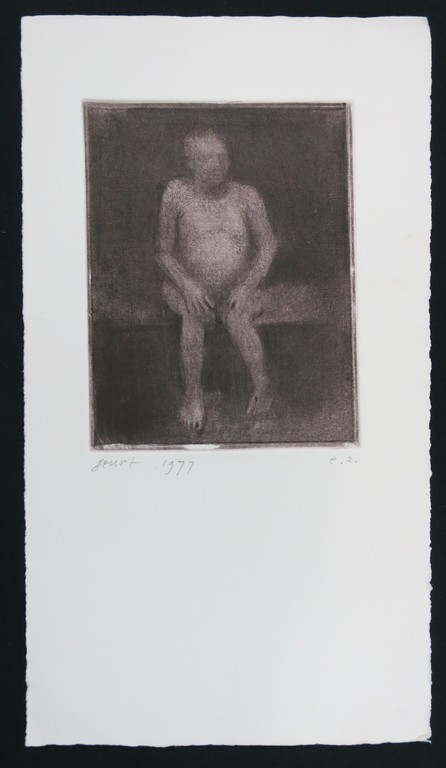 Geurt van Dijk: Ets, Zittend naakt kopen? Bied vanaf 20!