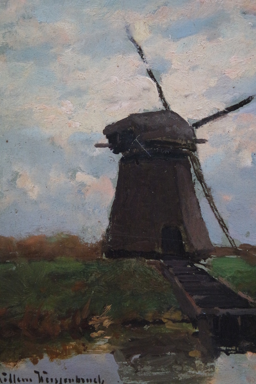 Willem J. Weissenbruch (1864-1941) - olieverf op paneel - molengezicht kopen? Bied vanaf 1725!