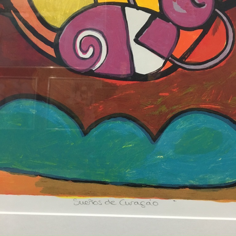 Wendie Brackmann, zeefdruk in aluminium lijst, titel " Suenos de Curacao " kopen? Bied vanaf 75!