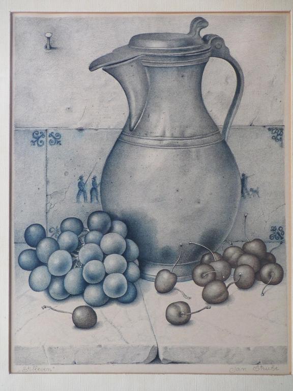 Jan Strube, Stilleven, Kleurenlitho verkocht voor € 100!