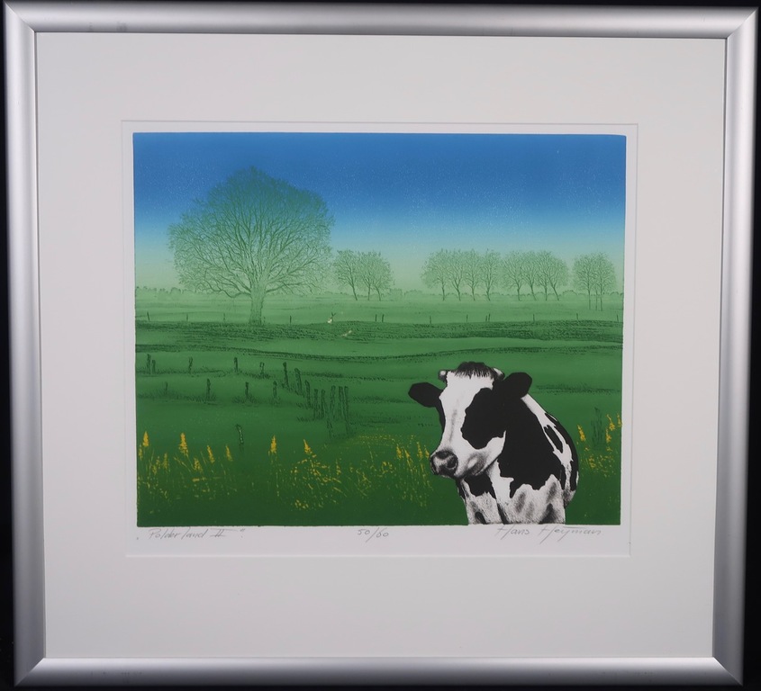 Hans Heijman: Ets, Polderland II - Ingelijst verkocht voor € 35!