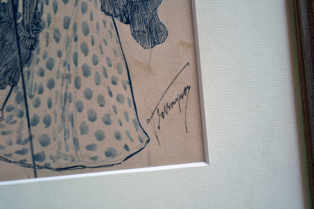 Art Nouveau - Jugendstil - oude Aquarel tekening - gesigneerd  kopen? Bied vanaf 195!