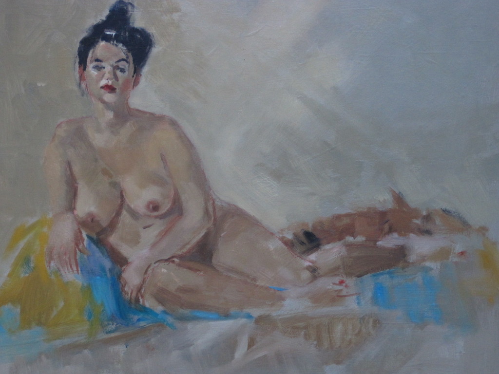 G.Slootweg impressionist.  olieverf  "liggend  naakt" omstreeks 1950  kopen? Bied vanaf 1!