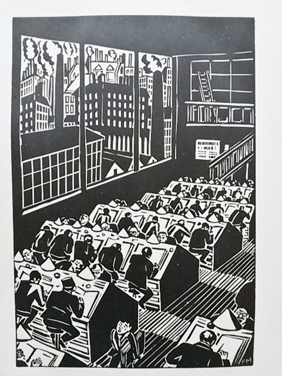 Frans Masereel, houtsnede, uit La Ville, 1928 verkocht voor € 45!