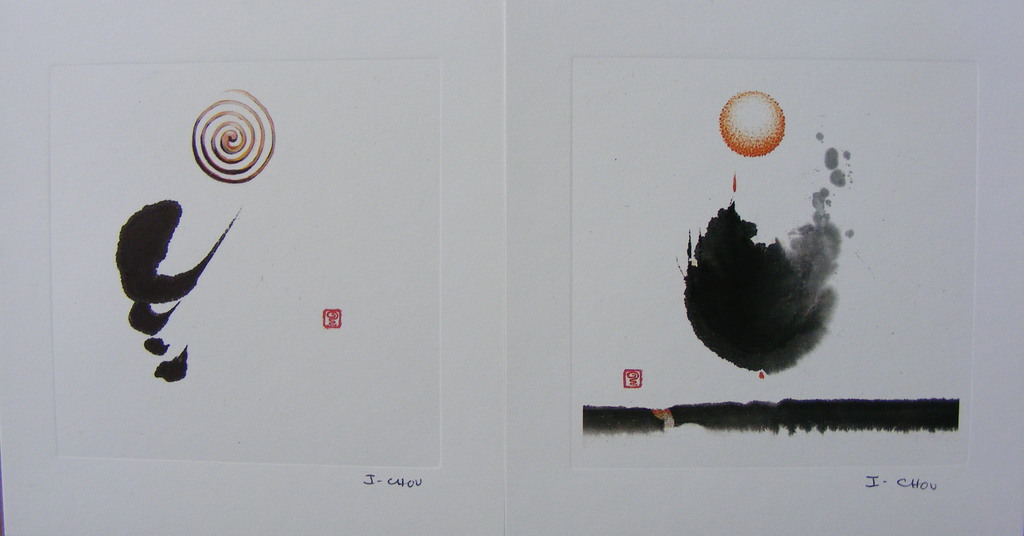 Irene Chou, 2 litho's, "caligraphy", 1985 verkocht voor € 60!