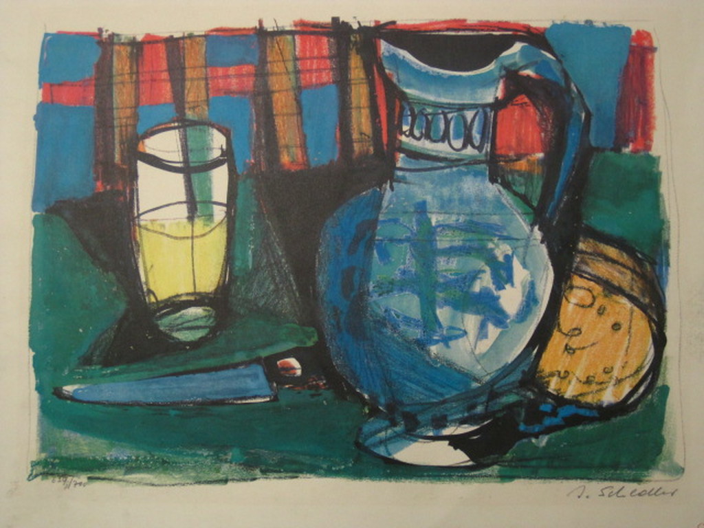 Jacq Schedler 1927-1989 Zwitserland kleurenlitho "stilleven" gesigneerd  kopen? Bied vanaf 1!