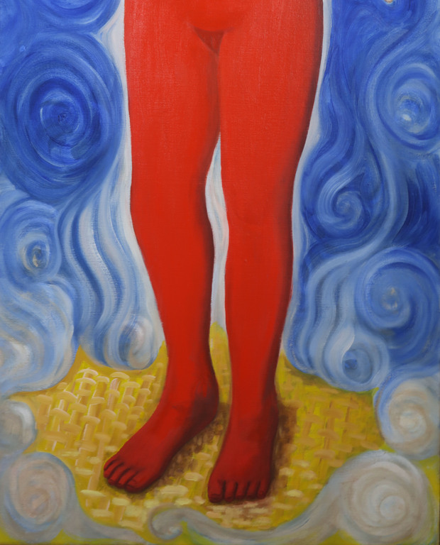 Klaasje Vroon: Olieverf op doek, Rode werkster - Ingelijst kopen? Bied vanaf 50!