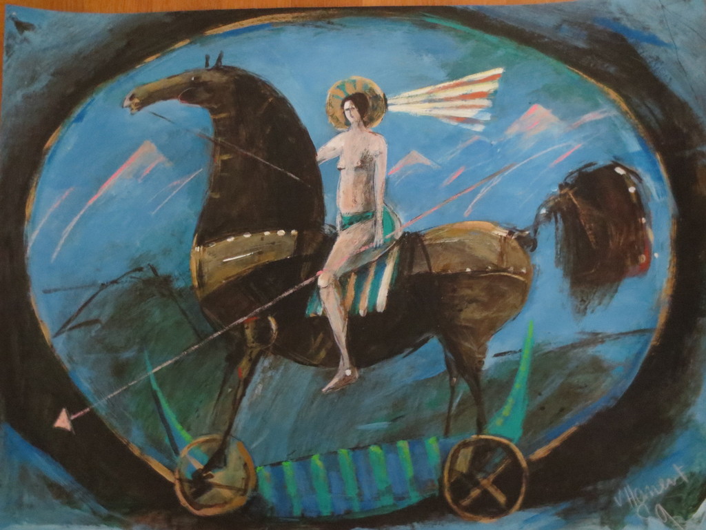 HEMERT EVERT VAN - signeerde gouache/aquarel - Rolling madonna - 1989 verkocht voor € 90!