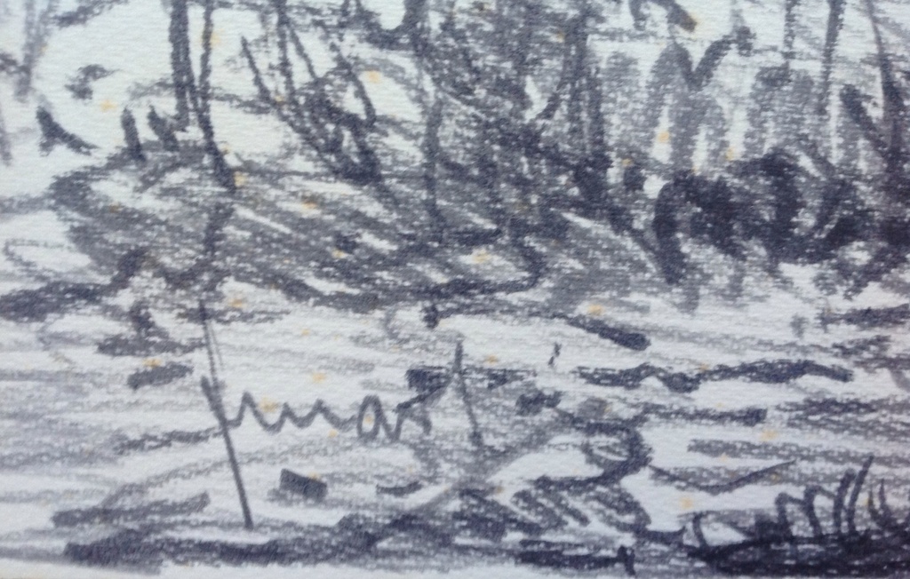 Frans Mars: houtskool op papier, Boslandschap kopen? Bied vanaf 1!