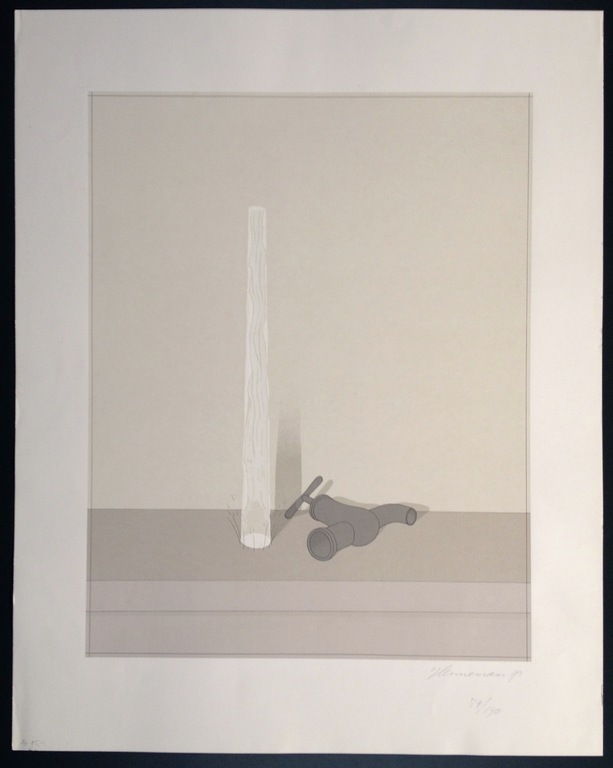Jeroen Henneman, zeefdruk, "Kraan en waterstraal", prent 190, 1973 verkocht voor € 95!