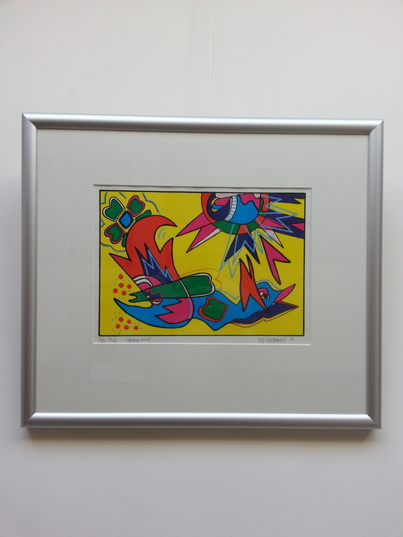 Marianne Naerebout, zeefdruk op papier in aluminium lijst. verkocht voor € 50!