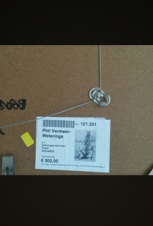 gemengde techniek op papier, ingelijst met luxe passe-partout gesigneerd kopen? Bied vanaf 1!