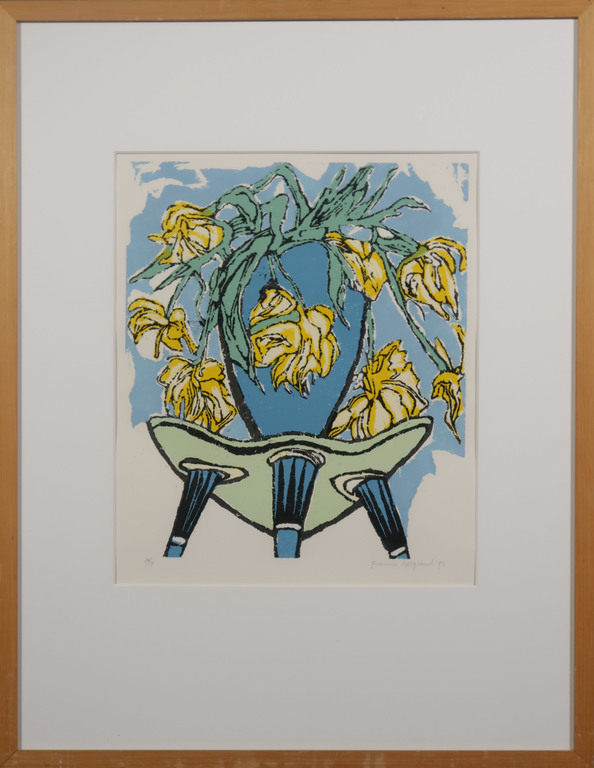 Francis Hoogland: Lino, Z.T. Vaas met gele bloemen - Ingelijst kopen? Bied vanaf 1!