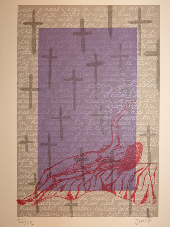 Onbekende kunstenaar – Zeefdruk – Kunstacademie MINERVA Groningen – 1994 kopen? Bied vanaf 5!