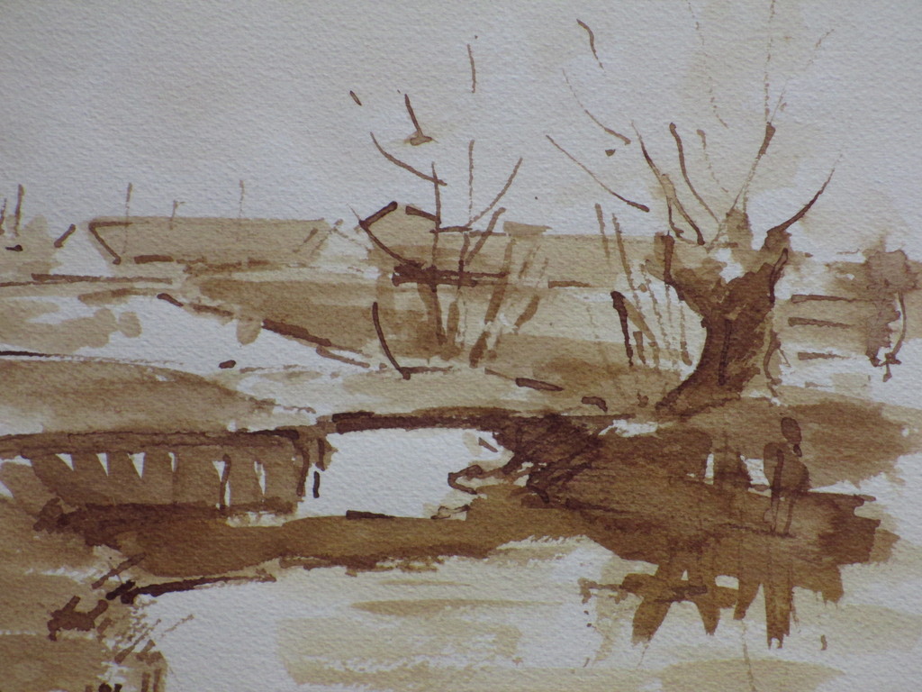 A.J.van 't Hoff, Albasserwaard, Aquarel  kopen? Bied vanaf 1!