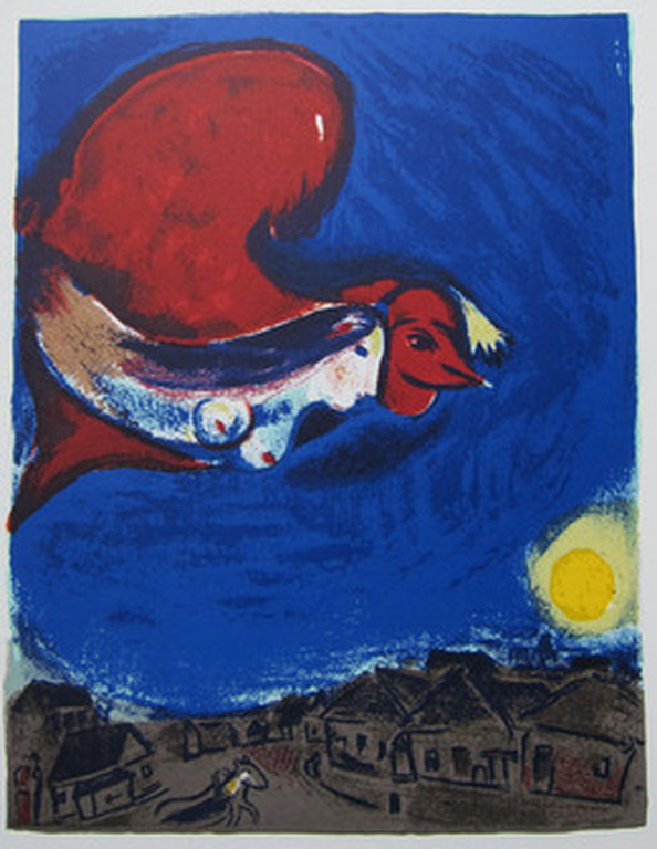 Marc Chagall Chagall originele litho 'le coq' uit 1950 Verkocht