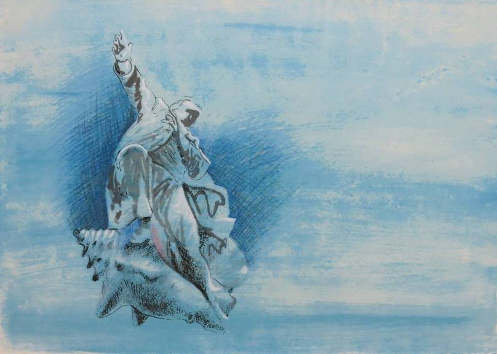 Evert Thielen, - Gasping for Air - Zeefdruk. Ingelijst (groot) 1984 verkocht voor € 115!