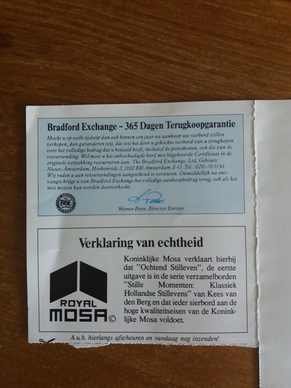 Sierbord Koninklijke MOSA Kees van den Berg - Ochtend Stilleven kopen? Bied vanaf 50!