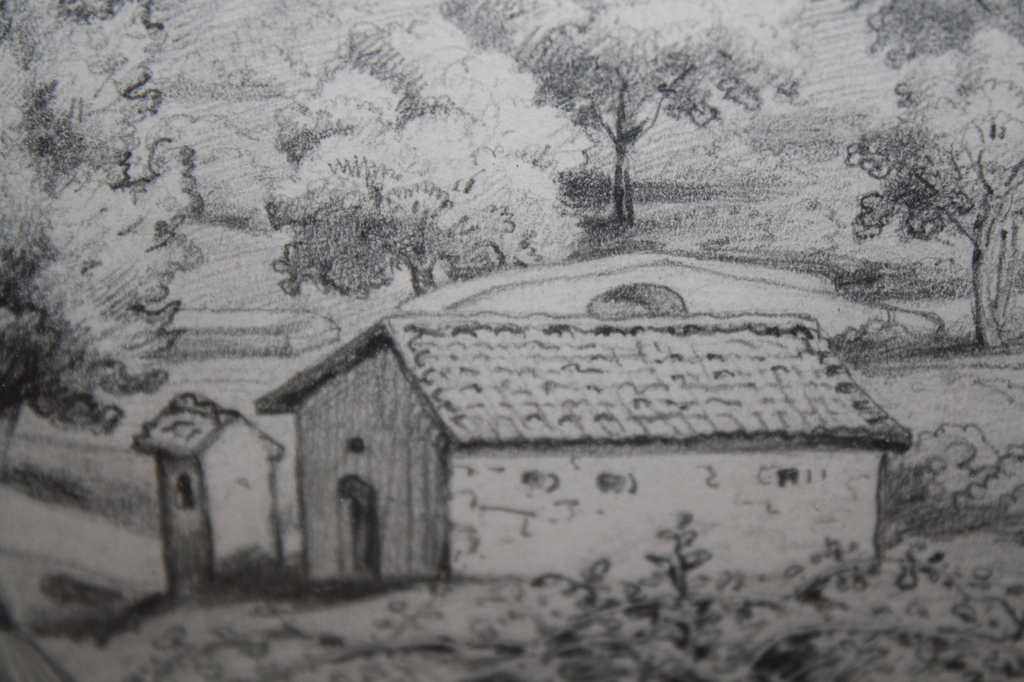Gerrit Postma 1819 -1894 - tekening SPAANS DORP kopen? Bied vanaf 30!