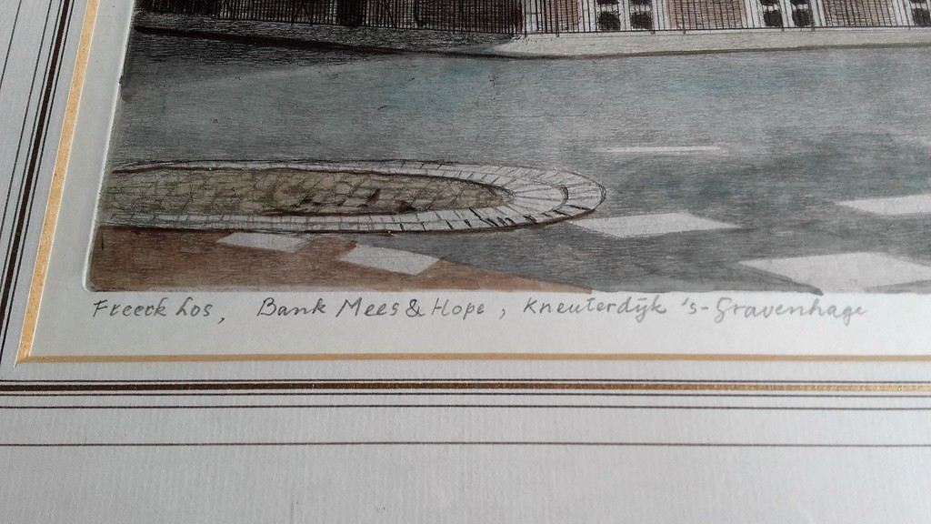 Freerk Los - Bank Mees & Hope, Kneuterdijk Den Haag - Ingekleurde Ets kopen? Bied vanaf 1!