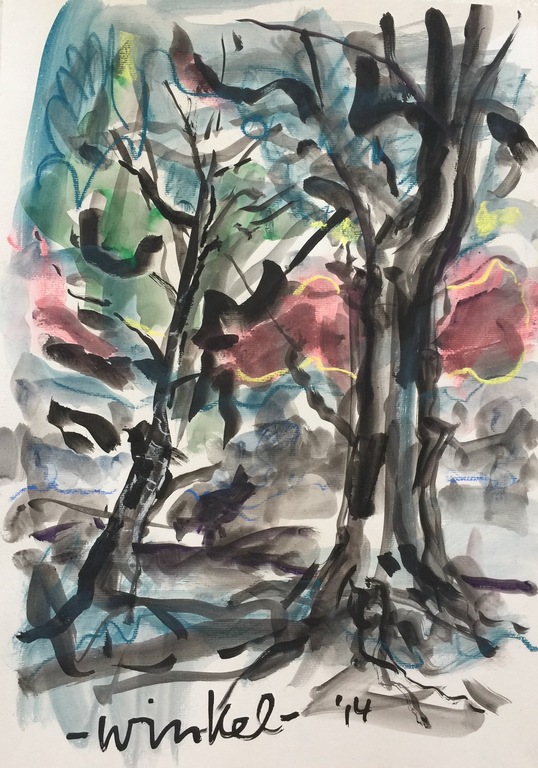 Arien Winkel - Originele tekening: Boswandeling kopen? Bied vanaf 1!