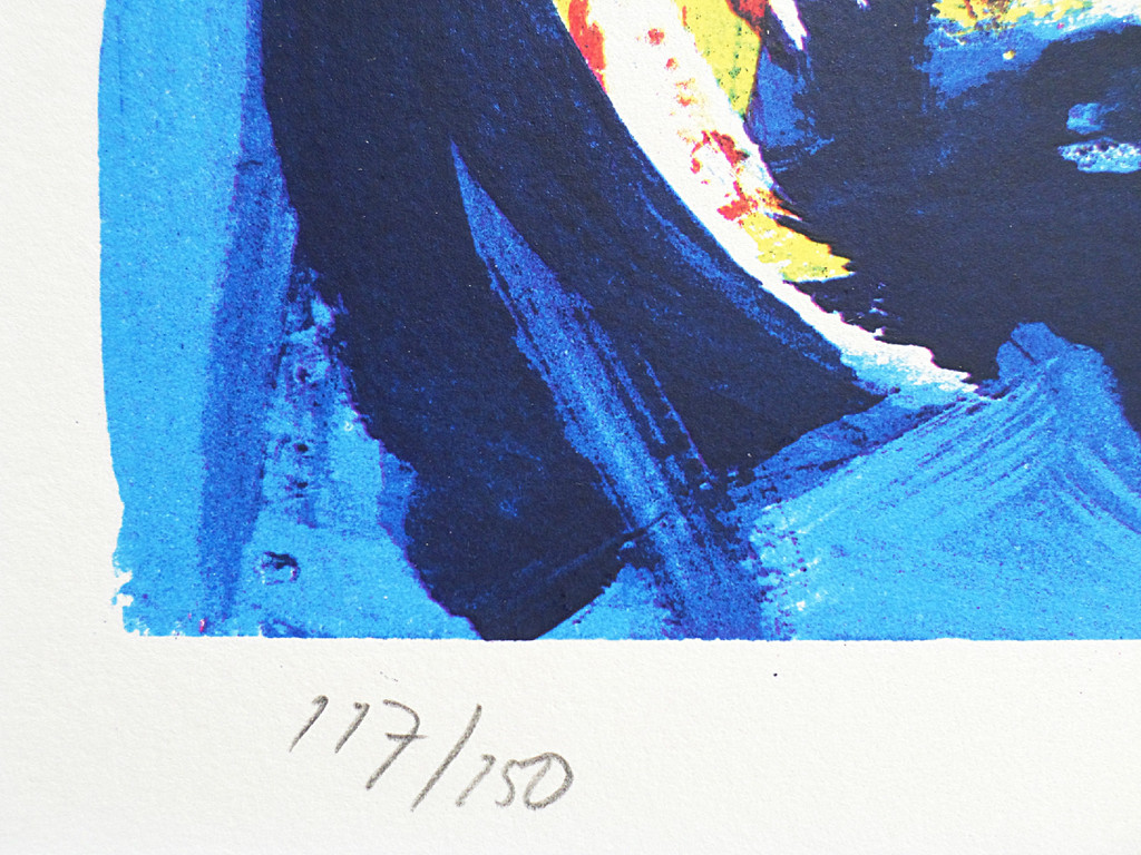 Theo Wolvecamp - Compositie in blauw, rood en geel, zeefdruk kopen? Bied vanaf 220!