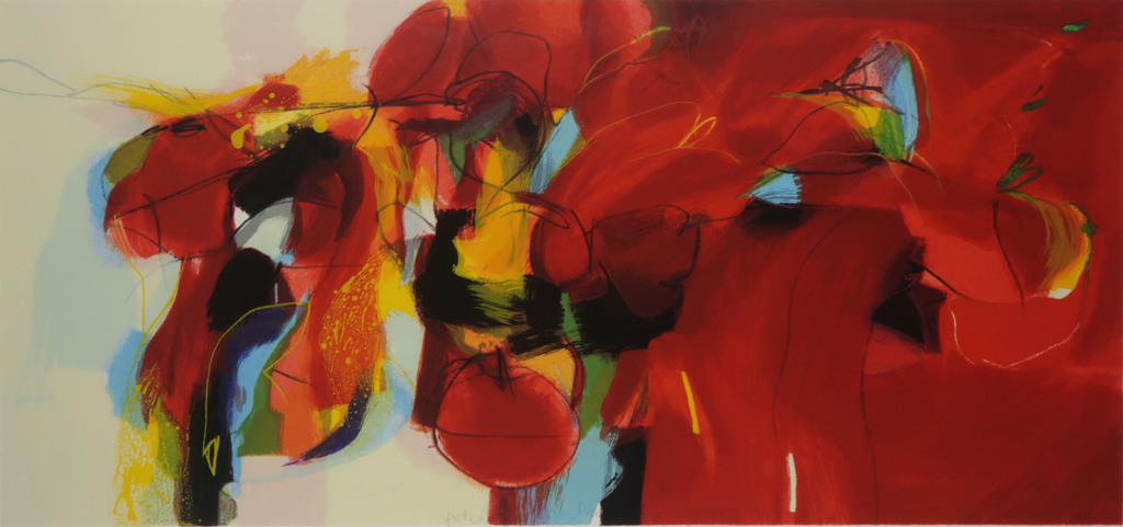 Pieter Vermeulen: Zeefdruk, Rood geschikt - Ingelijst kopen? Bied vanaf 50!