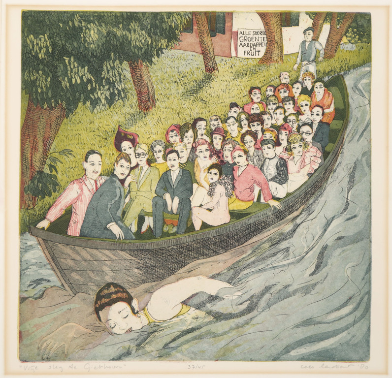 Cees Landsaat: Ets en aquatint. Vrije slag te Giethoorn kopen? Bied vanaf 35!