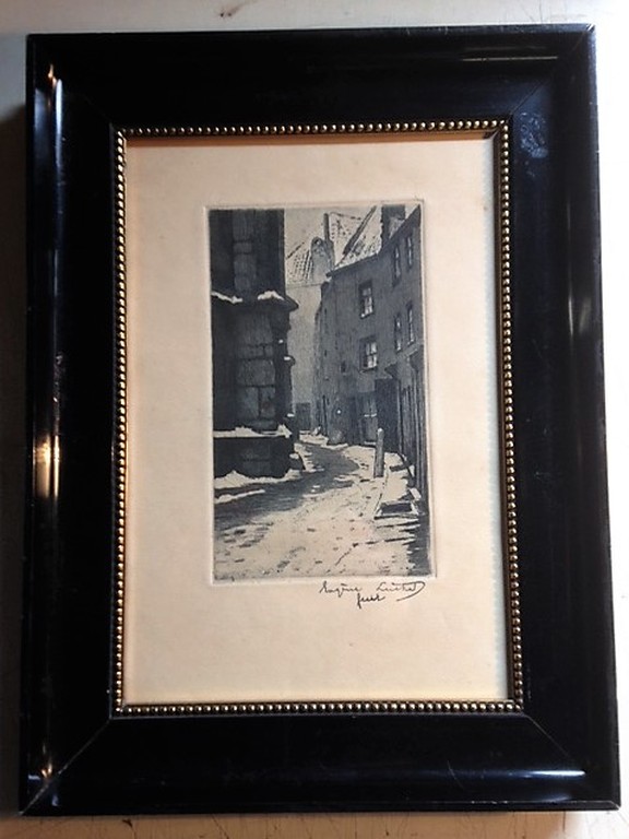 Eugene Lucker (1876-1943), grafiek, Oud stadsgezicht kopen? Bied vanaf 45!