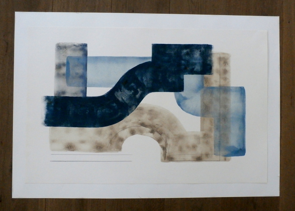 Hans Schraven - Abstracte compositie - acrylverf op papier - 1989 kopen? Bied vanaf 50!