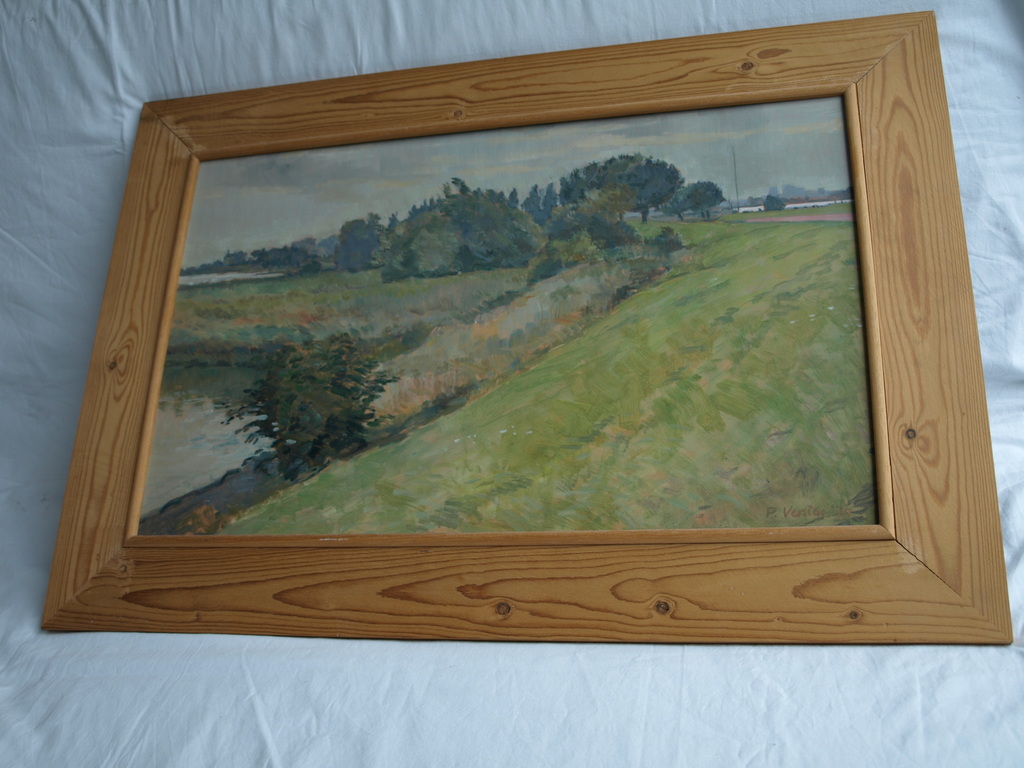 Paul Versteeg : Acrylverf op board , Diemerzeedijk – Gesigneerd - Ingelijst–1978 kopen? Bied vanaf 45!