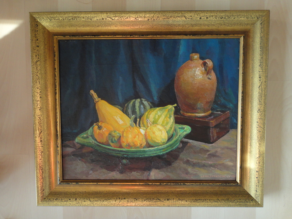 Leny IJserinkhuijsen - Leny IJserinkhuijsen (1923-2003), olieverf op doek, stilleven met o.a. pompoenen kopen? Bied vanaf 1!
