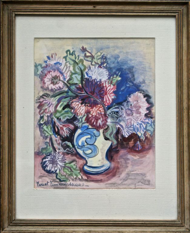 "Bloemen in beschilderde Vaas"  aquarel kopen? Bied vanaf 40!