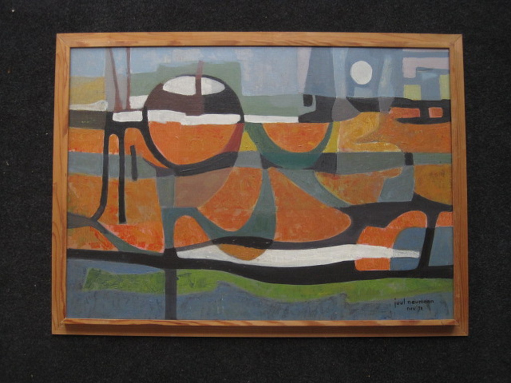 Geometrische abstractie van Juul Neumann (1919-1997) "landschap met netten" 1970 kopen? Bied vanaf 1!