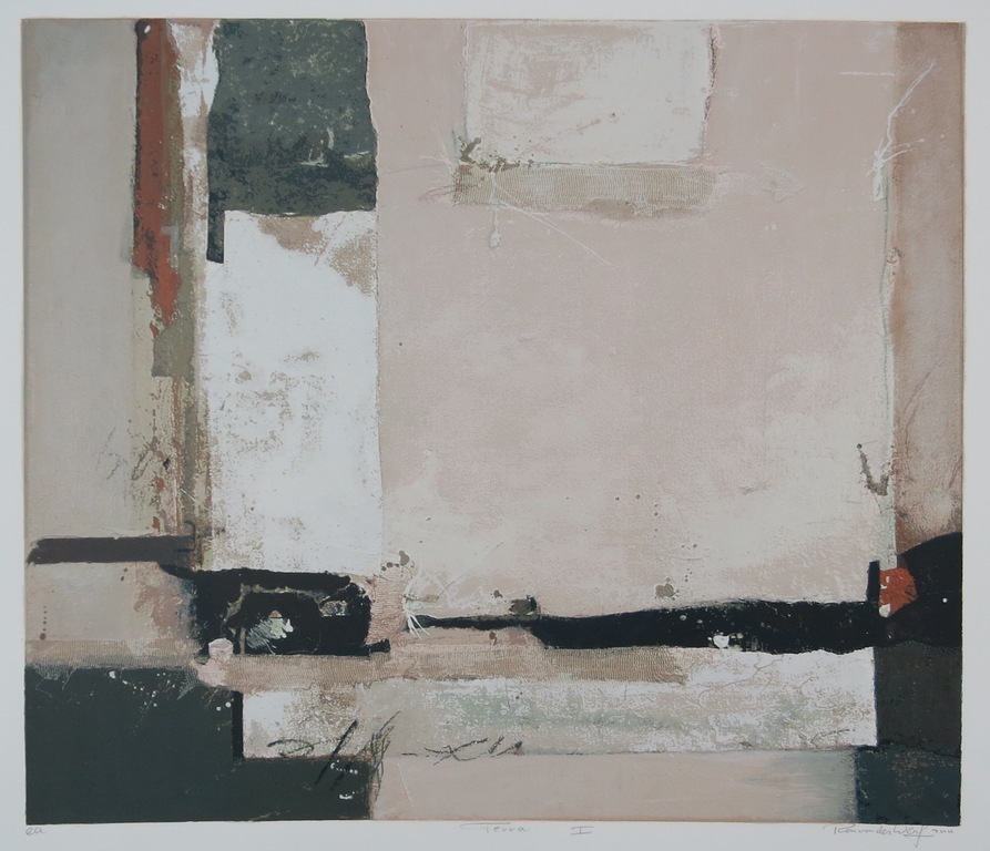 RON vd WERF Gemengde techniek op gesigneerde Zeefdruk TERRA I verkocht voor € 125!