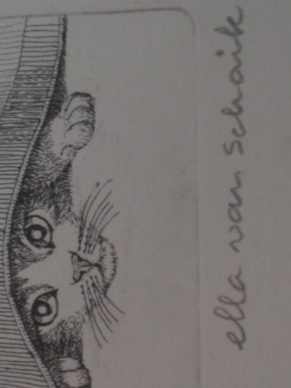 Ella van Schaik (1940-) karakteristieke ets "poes onder kleed" gesigneerd kopen? Bied vanaf 1!