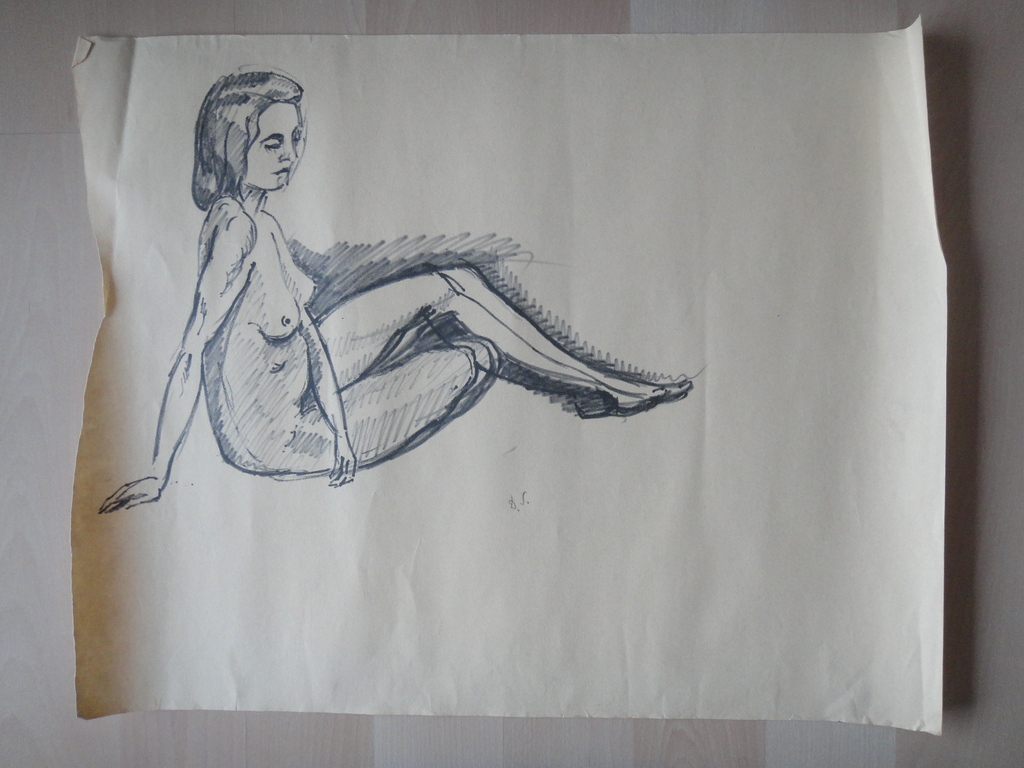 Dirk Smorenberg (1883-1960), tekening, portret van zittende naakte vrouw kopen? Bied vanaf 1!