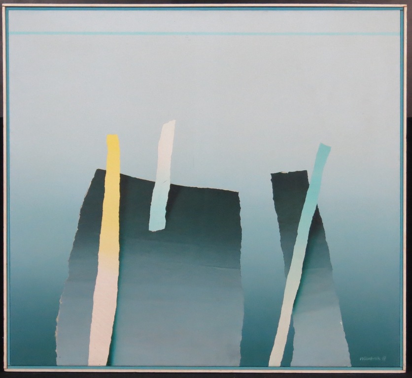 Gerard Vollenbrock: Acryl en collage op doek, Zonder titel - Ingelijst kopen? Bied vanaf 1!