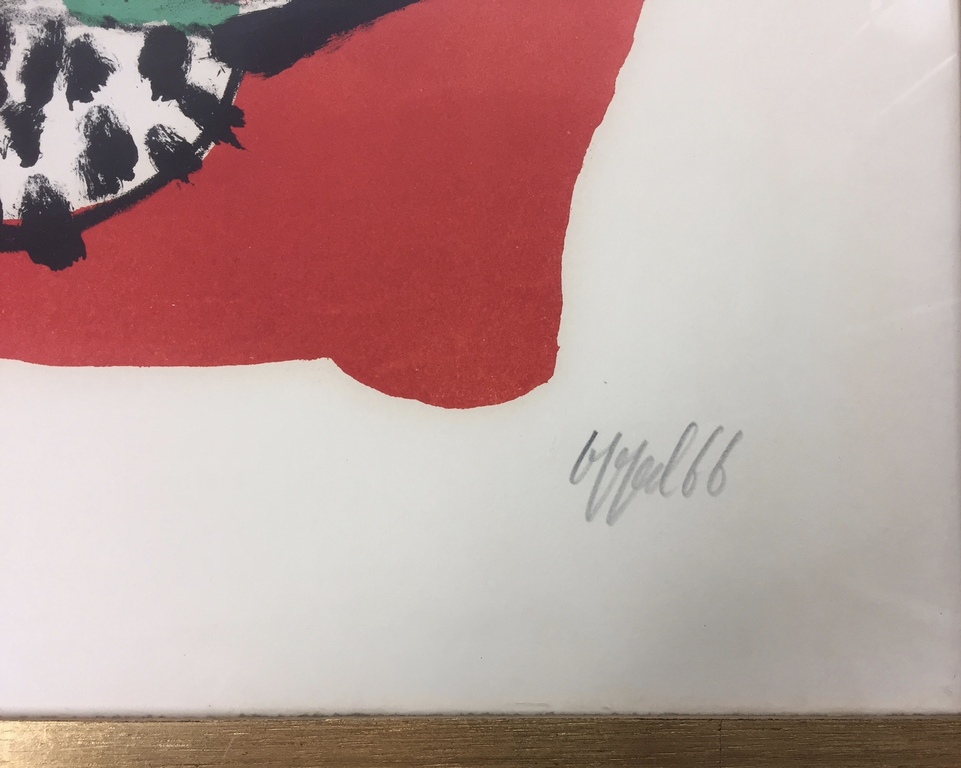 Karel Appel: Zeefdruk, Zonder titel - Ingelijst kopen? Bied vanaf 650!