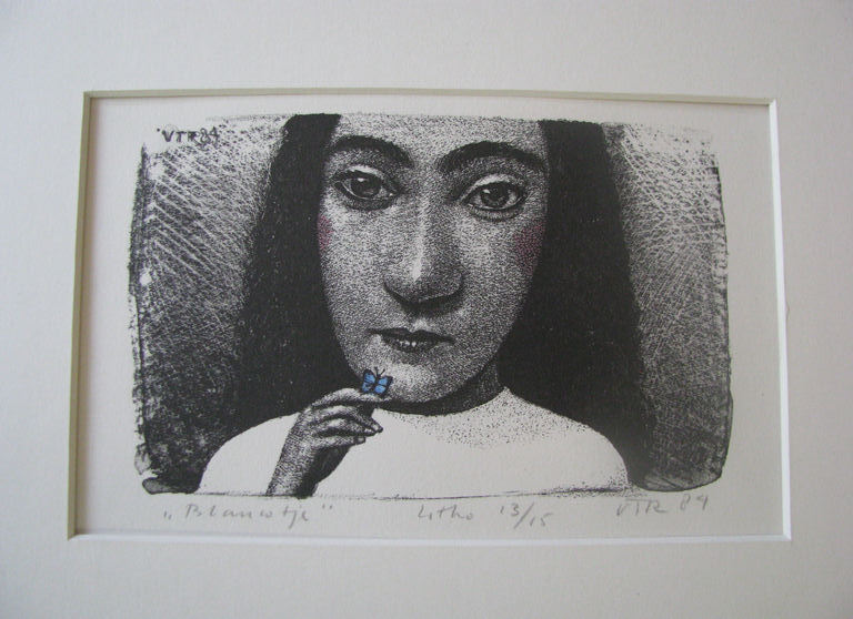 Peter van Poppel, litho, Blauwtje verkocht voor € 375!