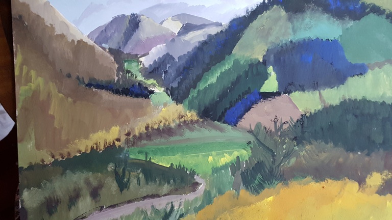 A. Huijsmans-evers: Aquarel, Heuvellandschap kopen? Bied vanaf 1!