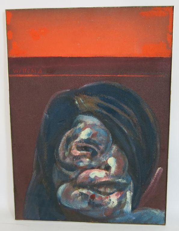 Pieter Wittema, olieverf op paneel: Verwrongen vrouwenkop kopen? Bied vanaf 1!