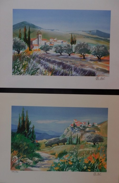 ELLA FORT Lot van twee Kleurenlitho's    LANGUEDOC en PROVENCE Handgesigneerd kopen? Bied vanaf 1!