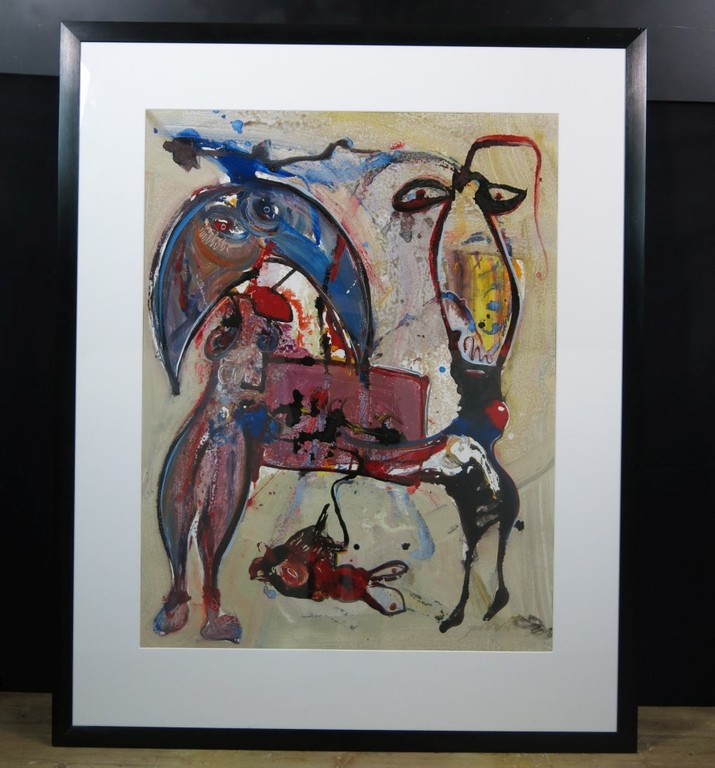 Jan te Wierik: Acryl/Olieverf op papier, Figuren - Ingelijst (groot) kopen? Bied vanaf 1000!