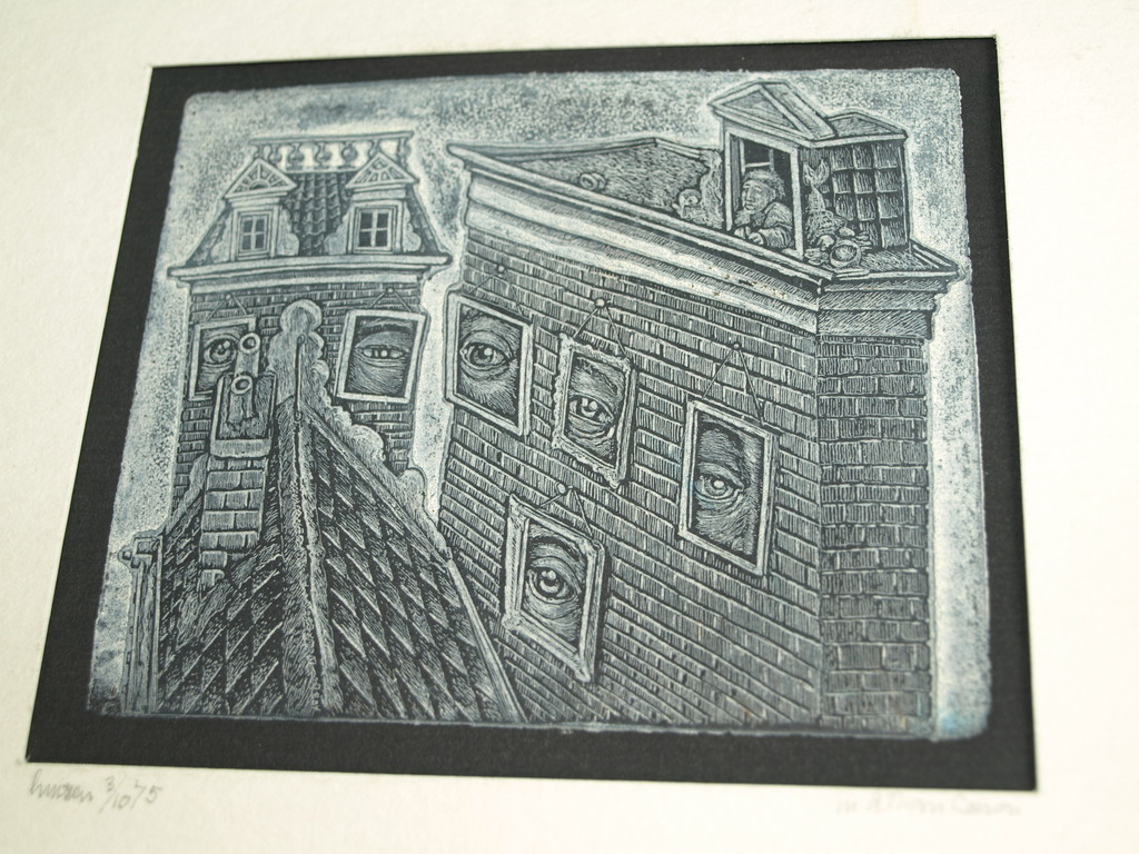 Mark Thorn Leeson - (1950) – Dubbele ets – Huizen – Gesigneerd – 1975 kopen? Bied vanaf 35!