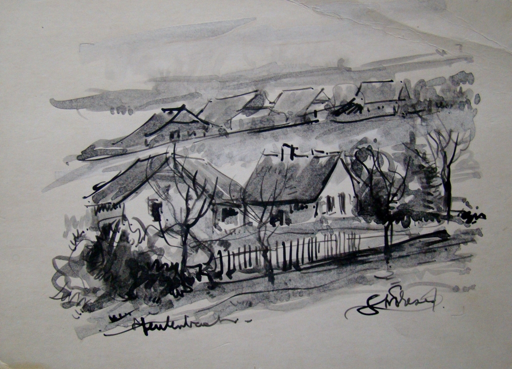 AcheterJob Frese (1914-1986) - Landschap / stad Amsterdam - 7 tekeningen lot 4? Enchérissez de 50!